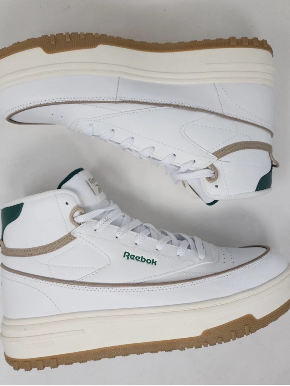 Reebok women’s White & Tan High-Top Sneakers